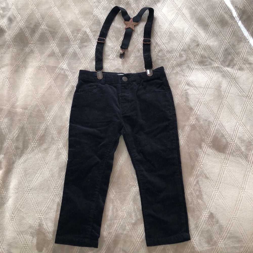 NWOT Zara toddler corduroy pants w/ suspenders